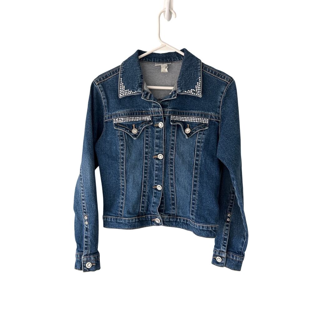 Lawman Denim Western Rhinestone Embellished Dark Wash Jacket Extra Small